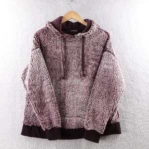 POOF NEW YORK Sherpa Fleece Hoodie Pullover Plush Berry Size M